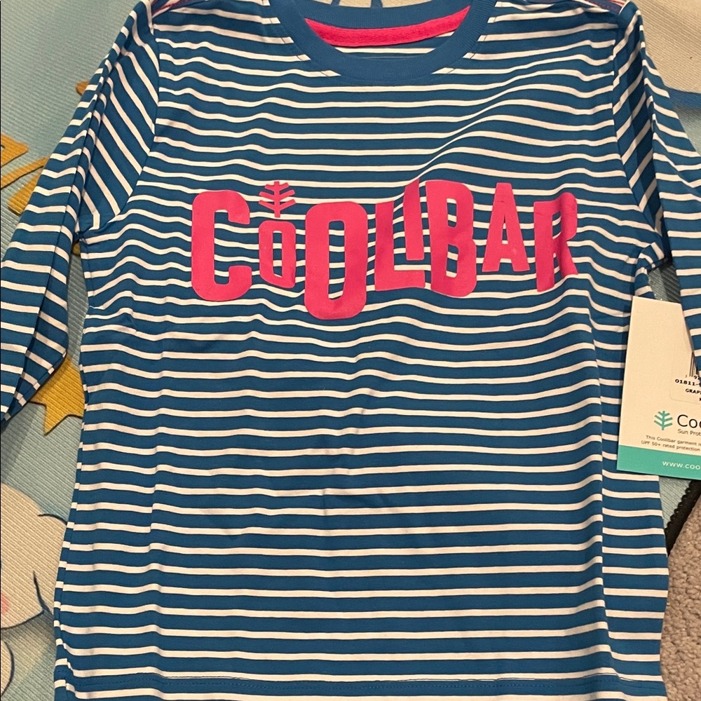 Coolibar Striped Shirt with Pink Logo